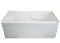 Alcove tub with armrests, tile flange and front skirt