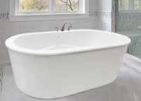 Oval Freestanding Tub with Center-Side Drain, 4 Armrests