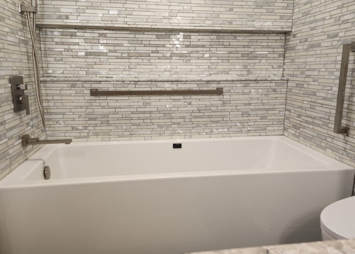 Alcove Tub and Shower, Modern Tub Skirt